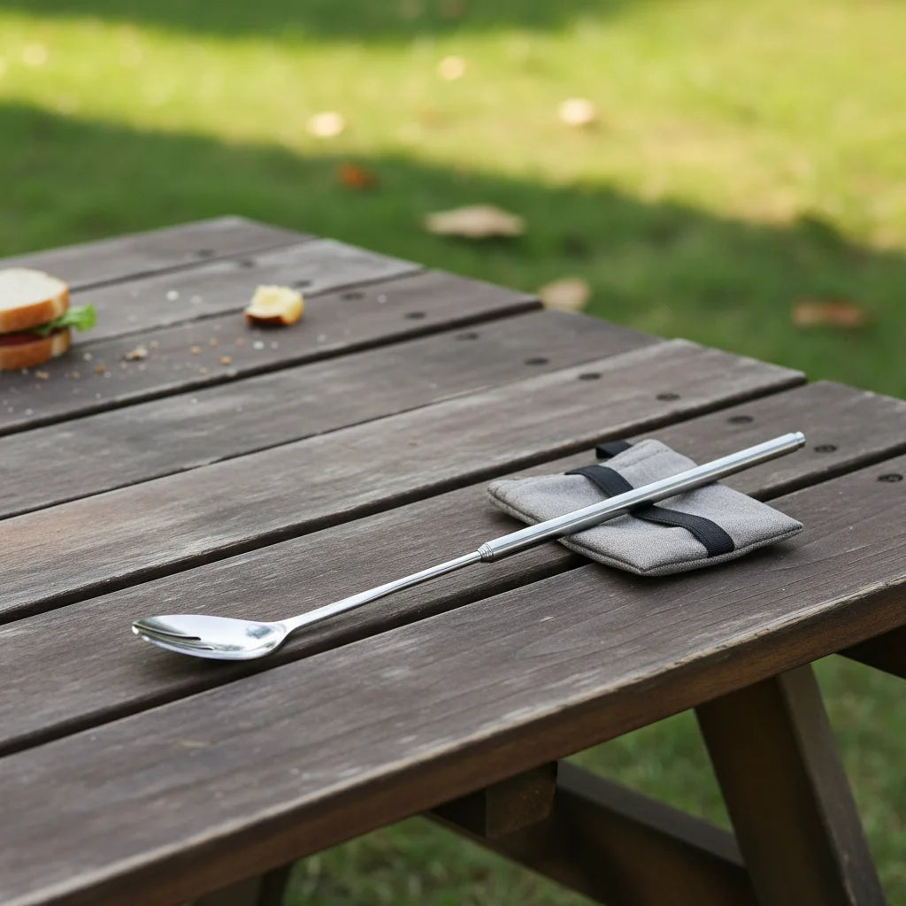 Stainless Steel Extendable Spoon Durable Portable Barbecue Utensils For Outdoor Picnic Dining Peaceful Pleasures Health and Wellness