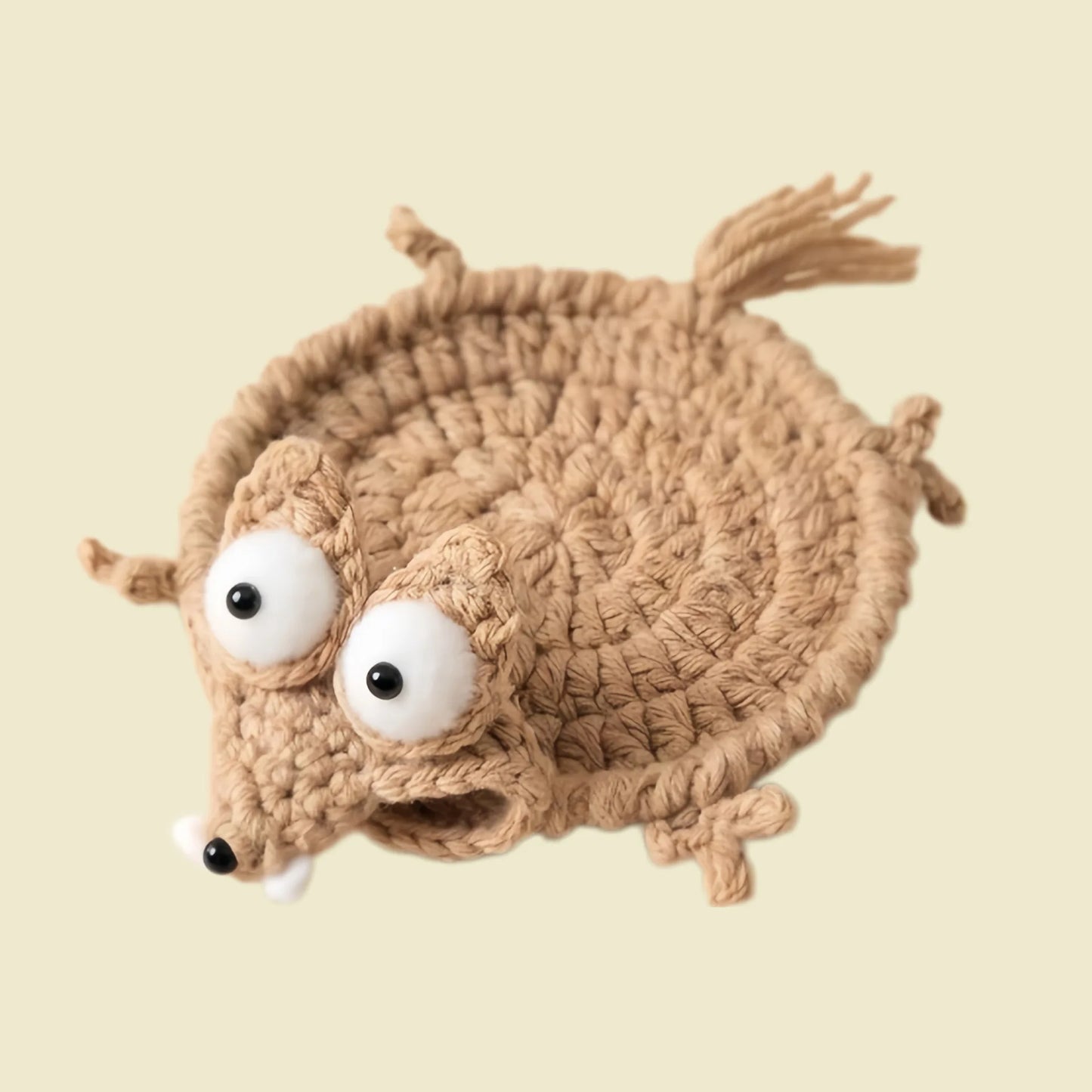 Cartoon Crochet Squirrel Coasters Heat Resistant Funny Crochet Coasters Woven Handmade Coasters Peaceful Pleasures Health and Wellness B