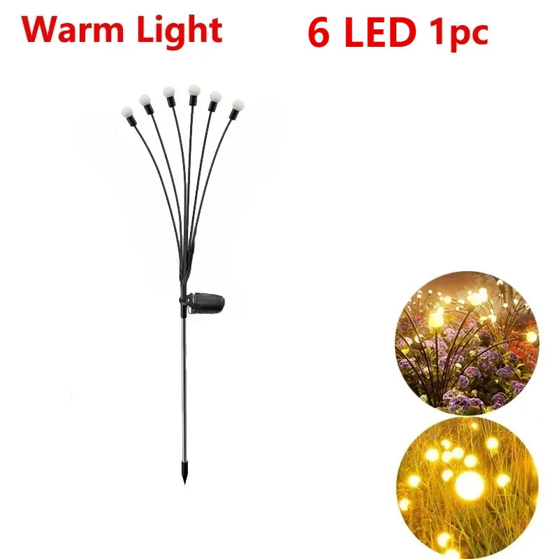 Solar Firefly Garden Lights 6/8 LED Waterproof Pathway Lawn Decor
