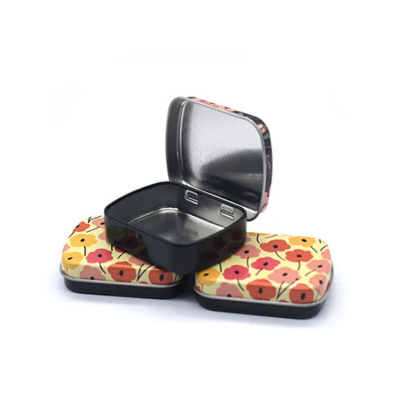 Mini Hinged Metal Tin Box – Flip Lid Storage Case 60x45mm