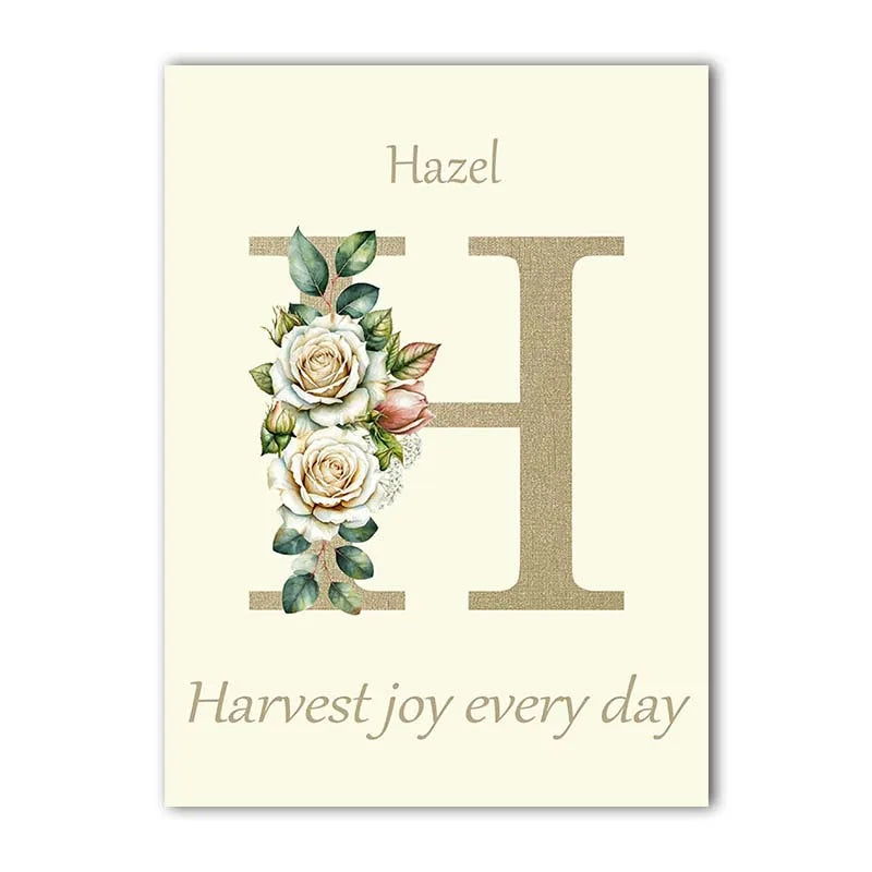Custom Name Nursery Canvas Art | Bunny Floral Kids Wall Decor