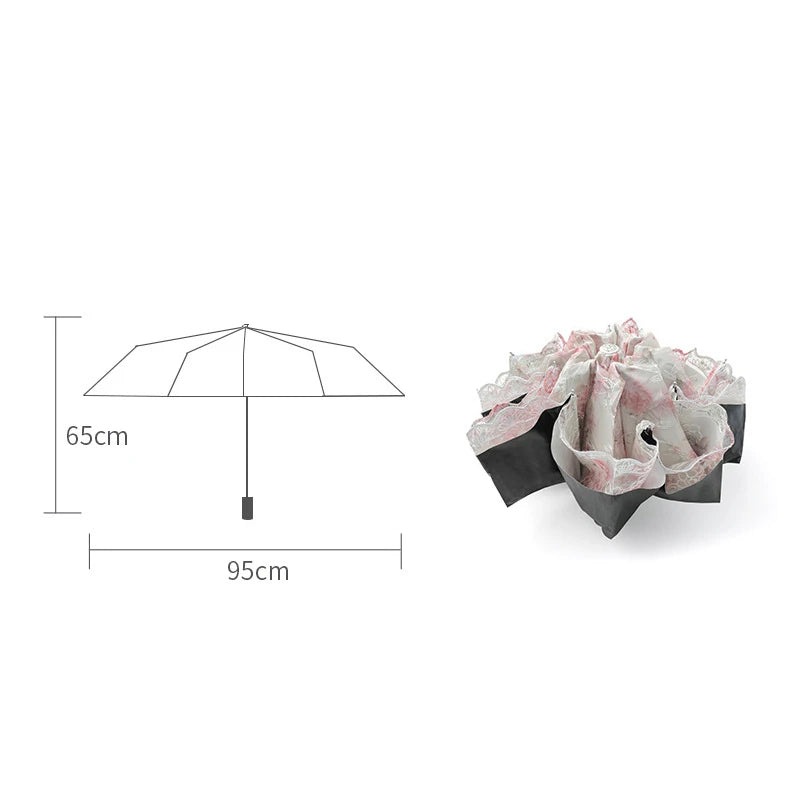 Double-layer Lace Umbrella Creative Embroidered Three-fold Princess Sunshade Umbrella Sun Protection Black Rubber Sun Umbrella Peaceful Pleasures Health and Wellness