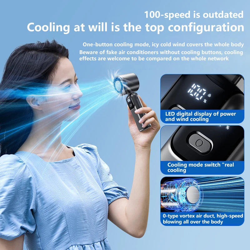 Lenovo Refrigeration Handheld Electric Fan High-speed Violent Turbo Fan Folding Neck Hanging Ice Pack Small Fan Office Outdoor Peaceful Pleasures Health and Wellness