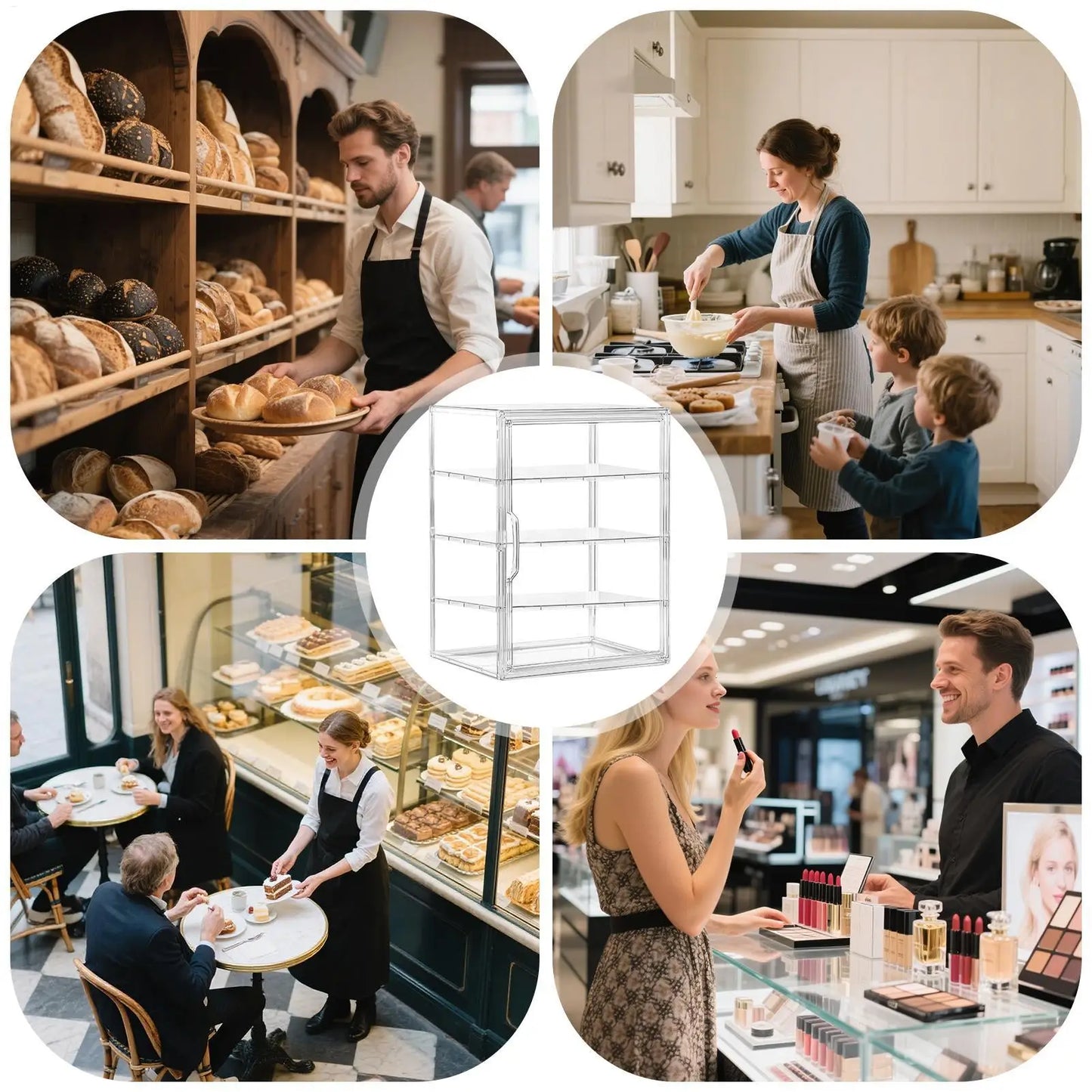 4-Tier Clear Acrylic Display Case | Bread & Pastry Organizer