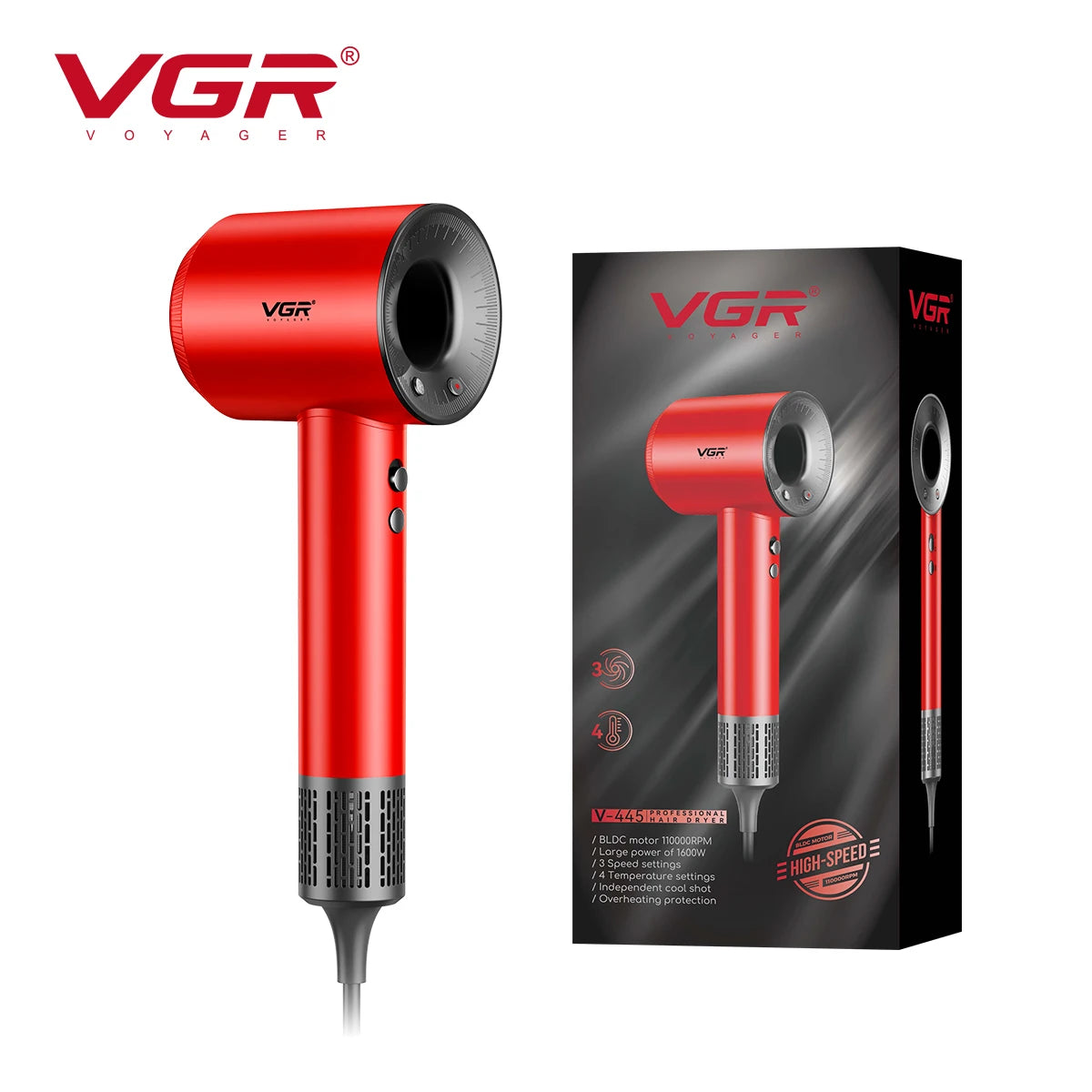 VGR new hair dryer with strong wind speed and no damage to hair duct, dormitory and household quick drying hair dryer V-445 Peaceful Pleasures Health and Wellness EU 1 EURO