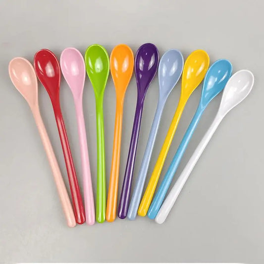Candy Color Plastic Long Handle Dessert Spoons Dinner Tea Spoon Tableware Flatware Stirring Coffee Kitchen Scoops Soup Peaceful Pleasures Health and Wellness