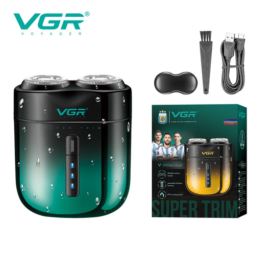 VGR New Convenient Electric Shaver Gradient Metal Shaver Double Blade Men's Shaver Home Travel Mini USB Hair Trimmer V-348 Peaceful Pleasures Health and Wellness USB