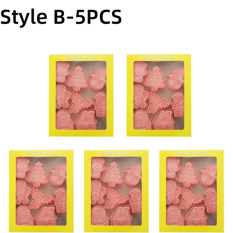 3D Christmas Cookie Cutters – Cartoon Fondant Baking Mold Set