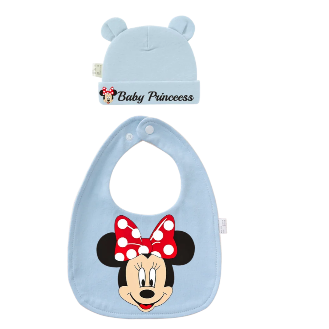 2-Piece Baby Bib & Hat Set | Soft Cotton Newborn Accessory