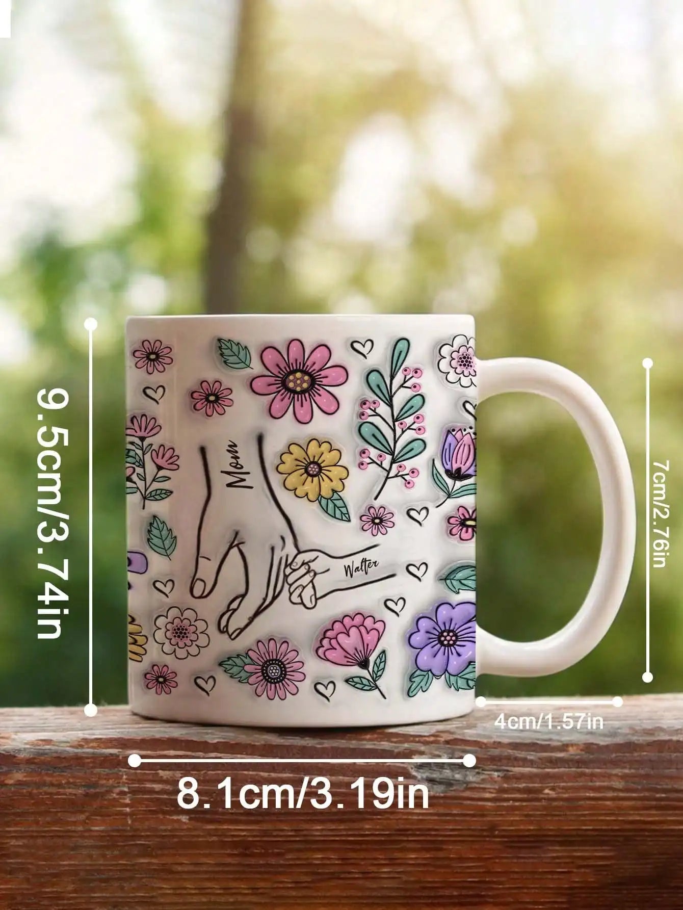 Custom Mom Name Mug Personalized Kids Names Flower Coffee Cup Mothers Day Gift for Mom Grandma Birthday Gift Peaceful Pleasures Health and Wellness