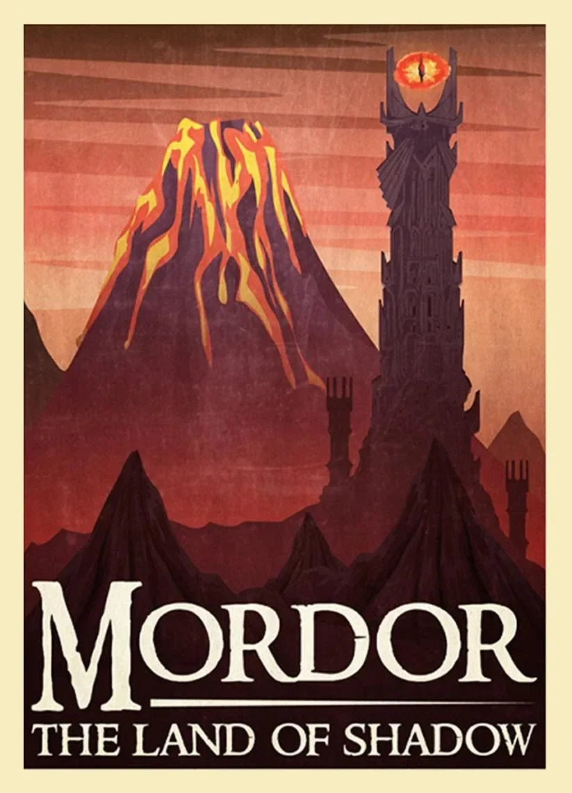 Lord of the Rings Middle-Earth Vintage Canvas Wall Art Print