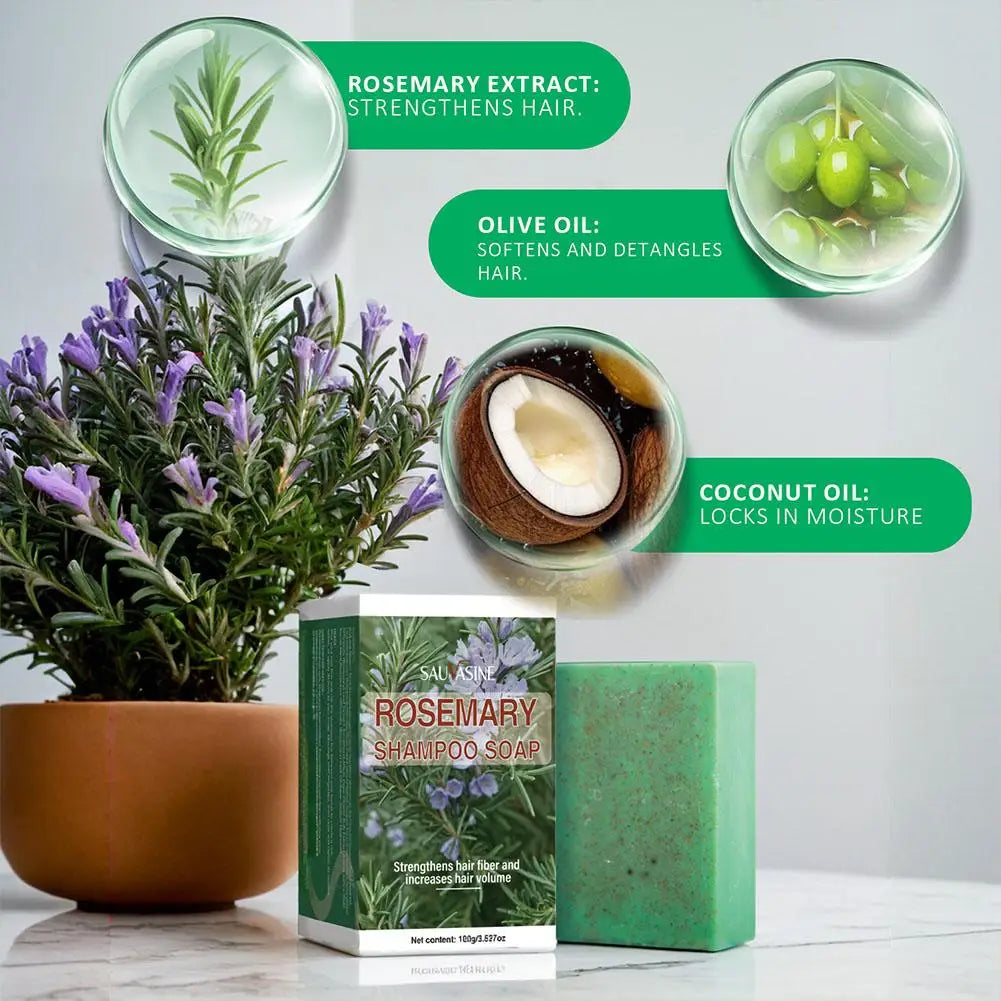 Rosemary Shampoo Bar For Hair Growth Anti Hair Loss Biotin Volumizing Hair Soap Strengthening Thickening Scalp Treatment 100g Peaceful Pleasures Health and Wellness