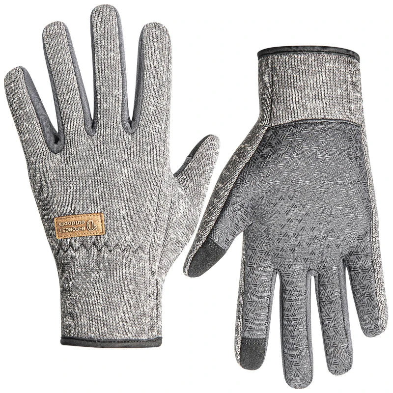 Unisex Winter Fleece-Lined Thermal Gloves with Non-Slip Grip Design Touchscreen Gloves for Cycling, Running, Skiing - Grey/Blue Peaceful Pleasures Health and Wellness Grey M