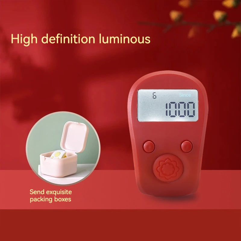 Multifunctional Luminous Ring-Type Counter Digital Display Rechargeable Counter Clicker, Manual Charging, Intelligent Electronic Peaceful Pleasures Health and Wellness
