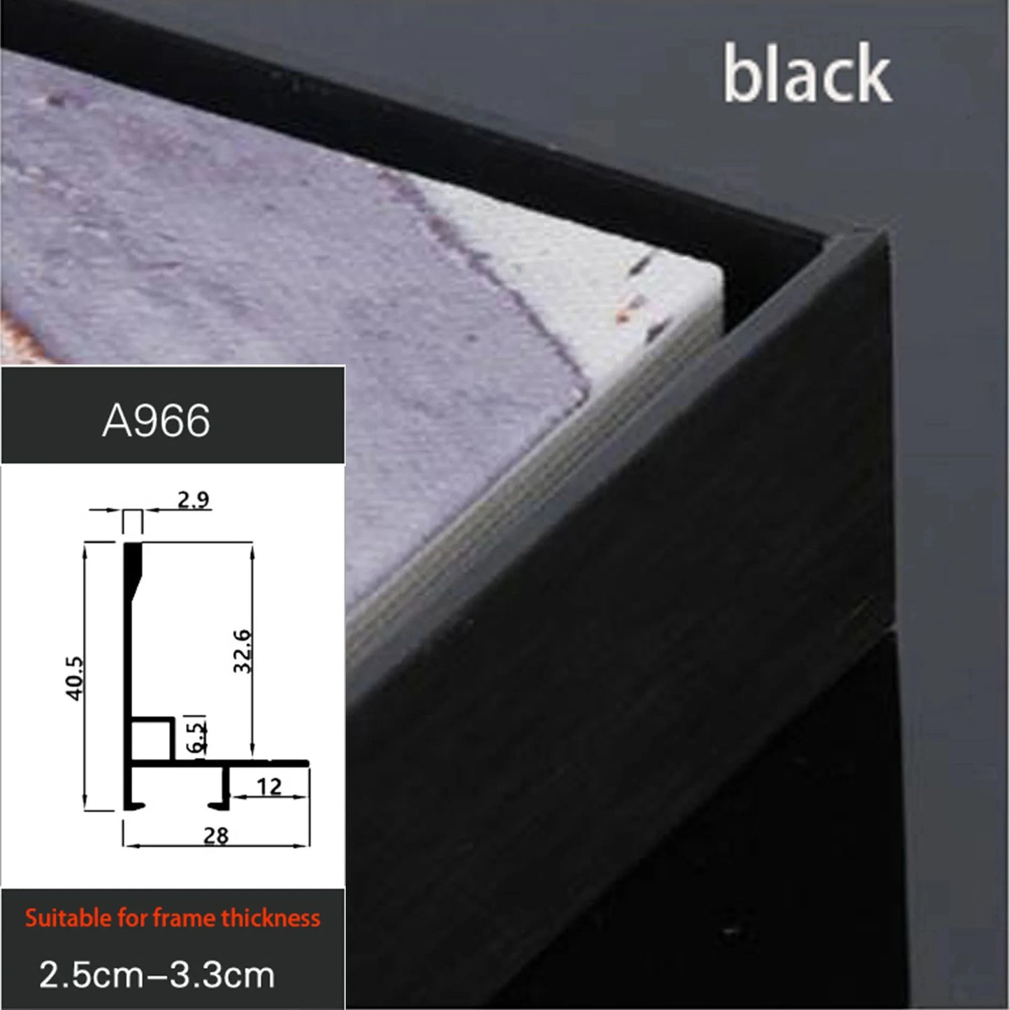 Aluminum Alloy Frame for Paintings, Canvas Picture Frame, DIY, Modern, Grand Format, All Kinds of Size Peaceful Pleasures Health and Wellness A966 Black color customized 3 China Mainland
