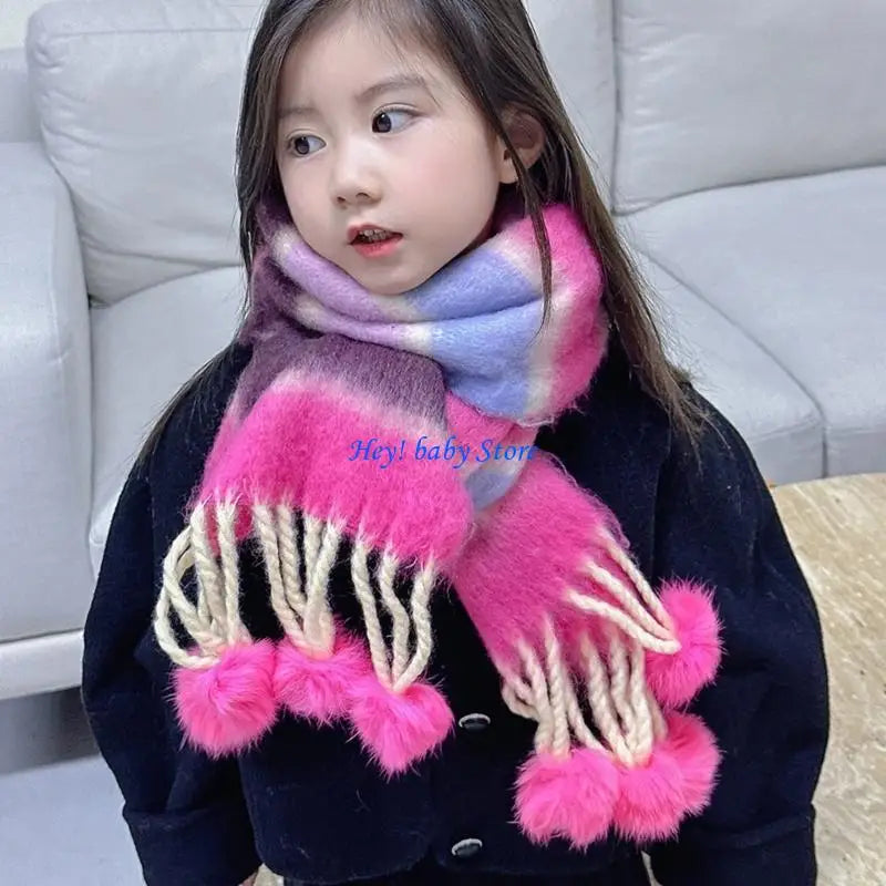 Kids Rainbow Knit Scarf | Soft Neck Warmer Ages 3–12