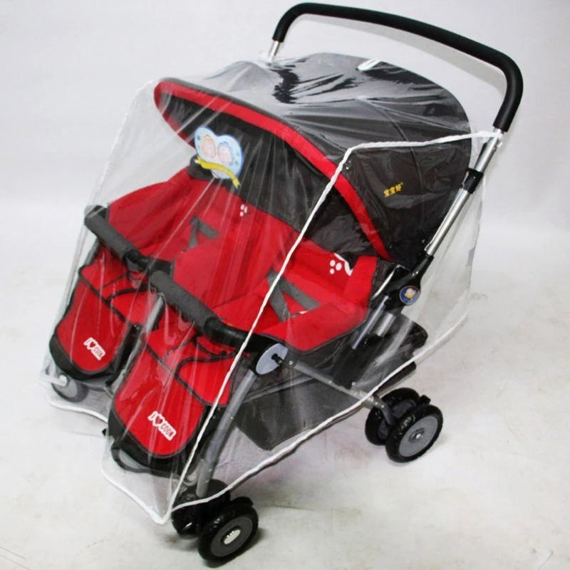Twin Stroller Rain Cover – Clear PVC Windproof Dust Shield