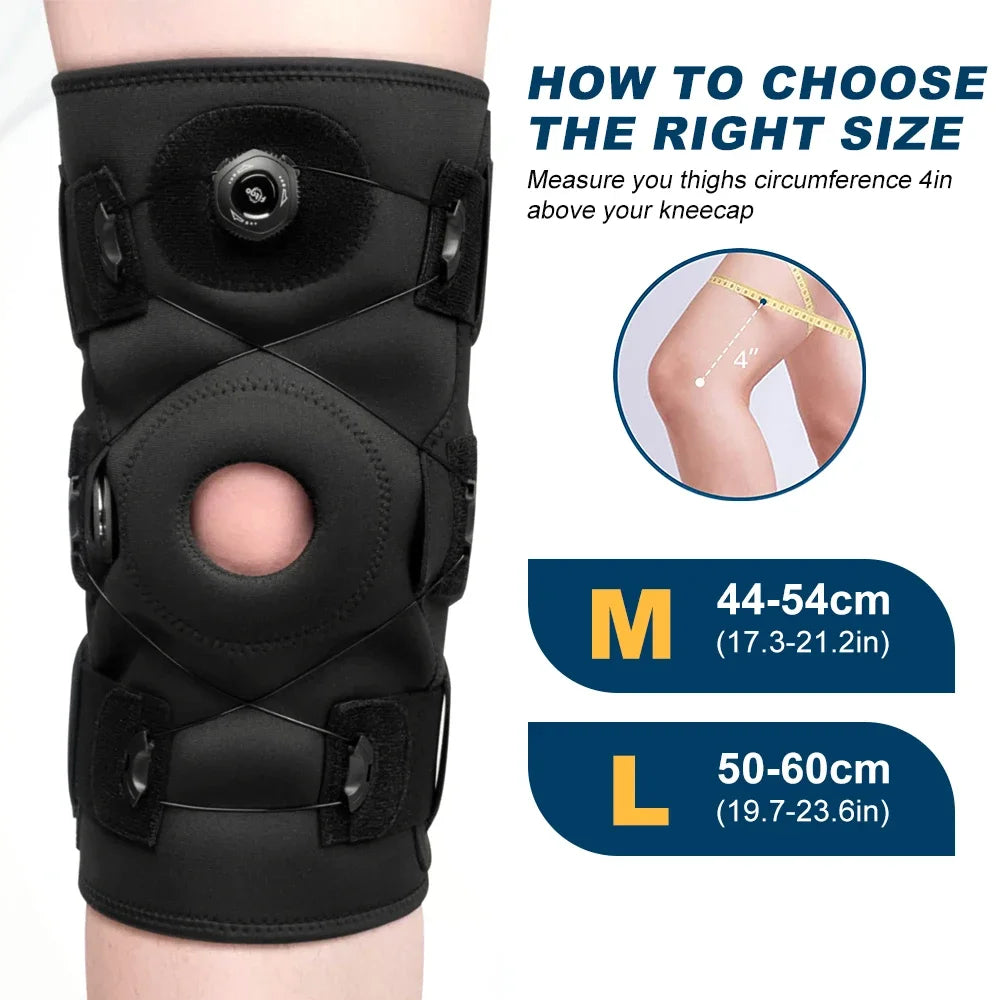 1PCS Hinged Knee Brace for Meniscus Tear, Adjustable Support for Knee Pain with Hinges & Built-in Side Stabilizers for ACL MCL Peaceful Pleasures Health and Wellness
