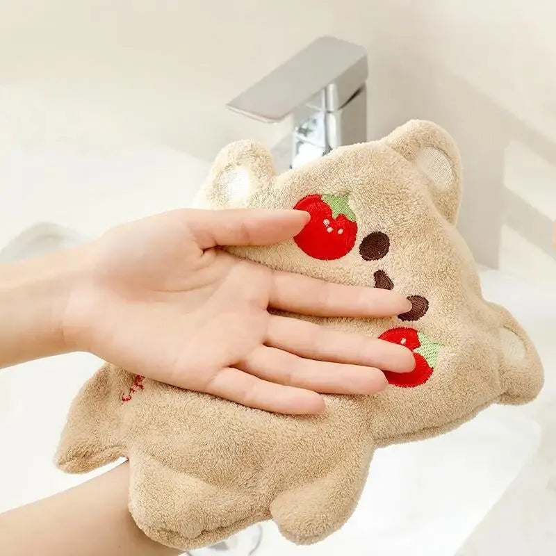 Cute Cartoon Coral Velvet Double Layer Hand Towel – Absorbent