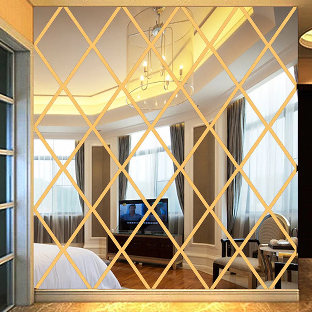 3D Mirror Diamond Wall Sticker – Large DIY Home Decor