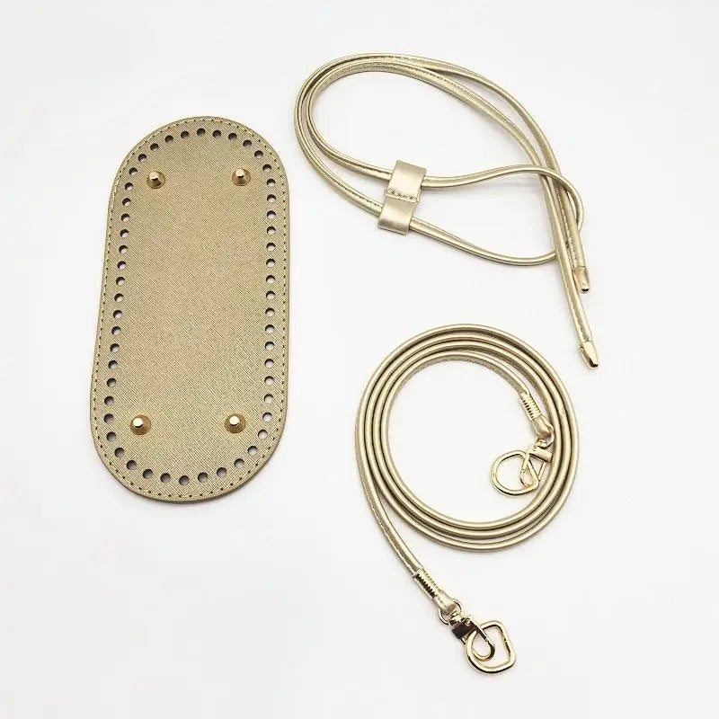 Crochet Handbag DIY Kit – PU Leather Bag Base, Strap & Chain