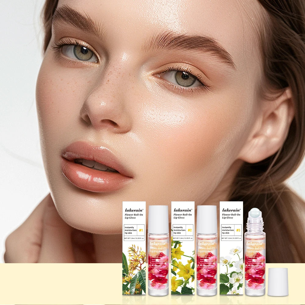 Lip Oil Gloss Blossom Scented Roll on Lip Gloss Infused with Real Flowers Mango Watermelon Strawberry Peaceful Pleasures Health and Wellness