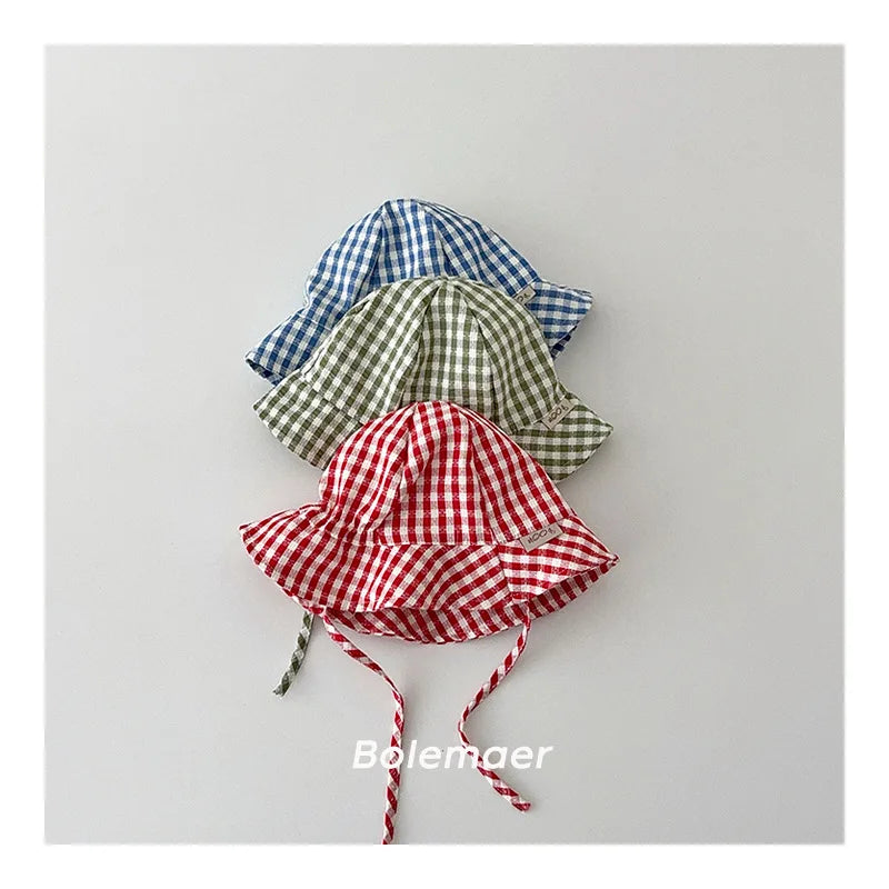 Baby Wide Brim Plaid Bucket Sun Hat | Cotton, Boys & Girls