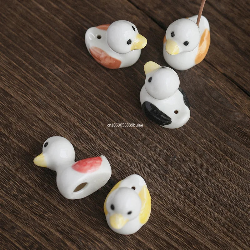 1PCS Cute Incense Burne Mini Lovely Duck Ceramic Decorative Incense Burner Stick Holder Home Decor Gifts-Without Incense Peaceful Pleasures Health and Wellness