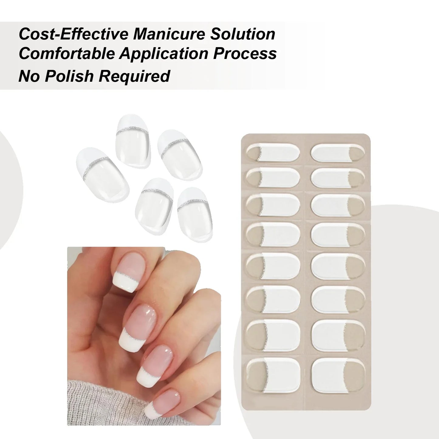 Semi Cured Gel Nail Strips – French Gel Sticker Manicure