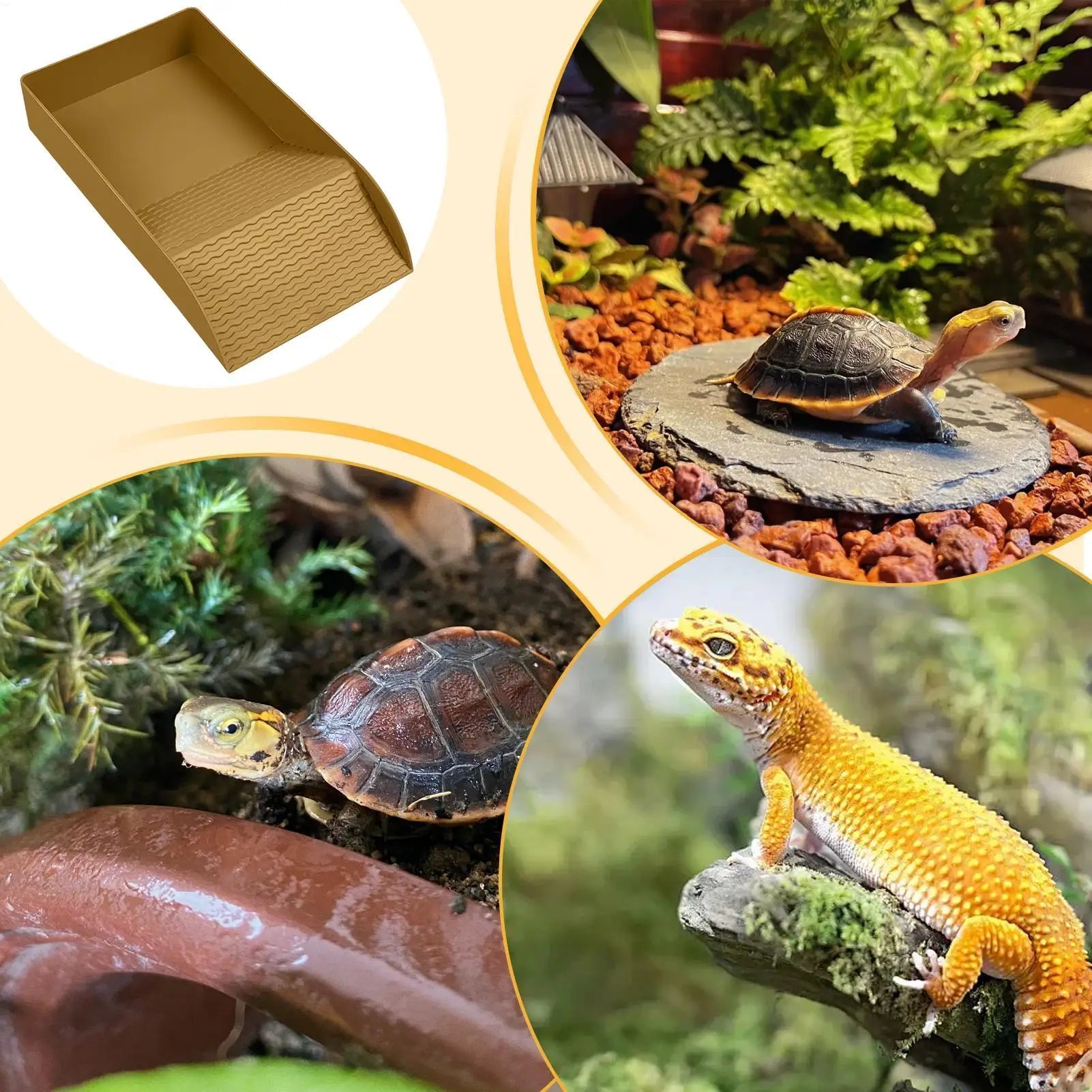Reptile Soaking Tray Tortoise Basking Dish With Ramp Bearded Dragon Bathing Bowl For Turtle Lizard Gecko Snake, Aquarium Access Peaceful Pleasures Health and Wellness