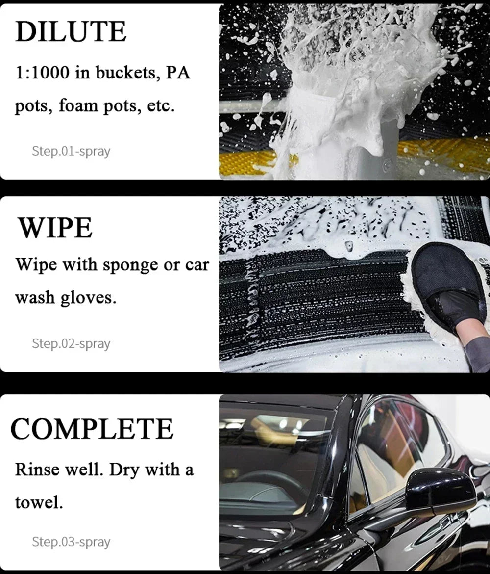 Car Wash Shampoo Gloss Wax Multifunctional Washing Liquid Cleaning Tools Auto Soap foam Windshield Washer Accessories 1:1000 Peaceful Pleasures Health and Wellness