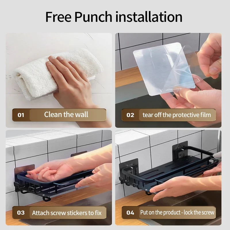 No-Drill Kitchen Sink Storage Rack – Aluminum Organizer