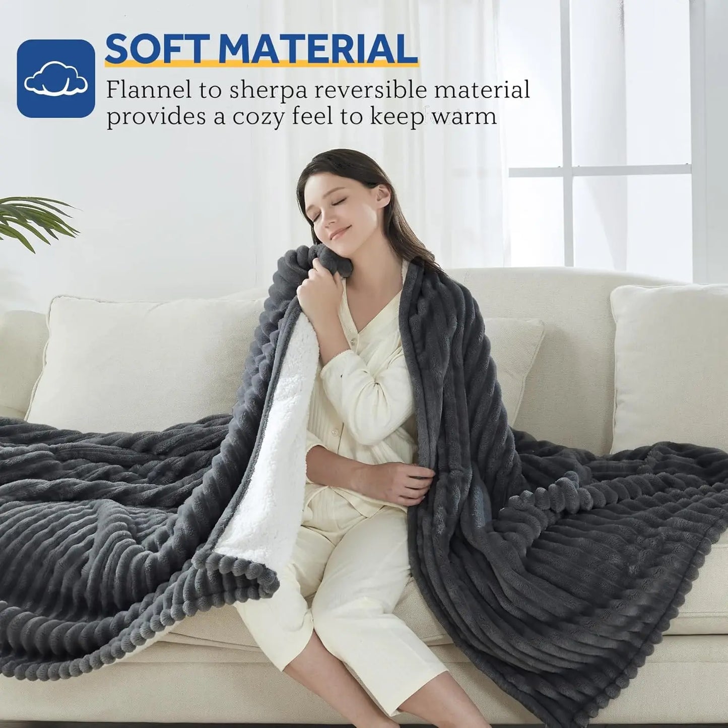 Queen Reversible Heated Blanket – Dual Control, 10 Levels Peaceful Pleasures Health and Wellness