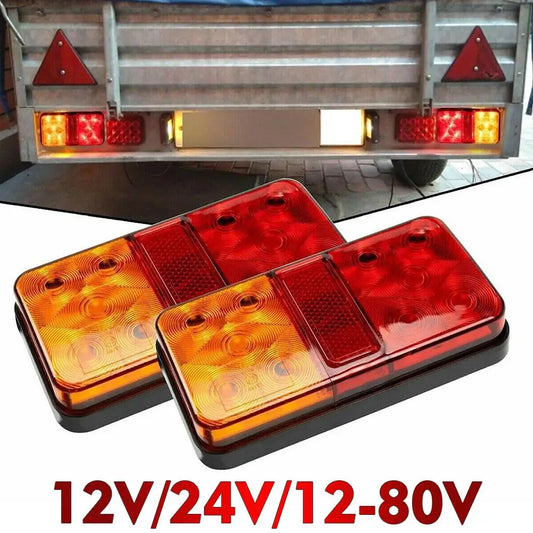 2Pcs 12V/24V/12-80V LED Truck Tail Lamp Taillight Turn Signal Indicator Stop Lamp Rear Brake Light For Car Truck Trailer Ca Peaceful Pleasures Health and Wellness A
