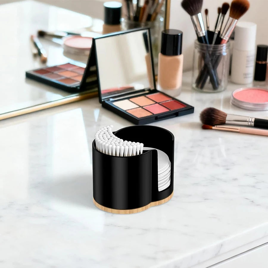 2-Slot Cotton Swab & Q-Tip Holder – Bathroom Organizer Dispenser Jar