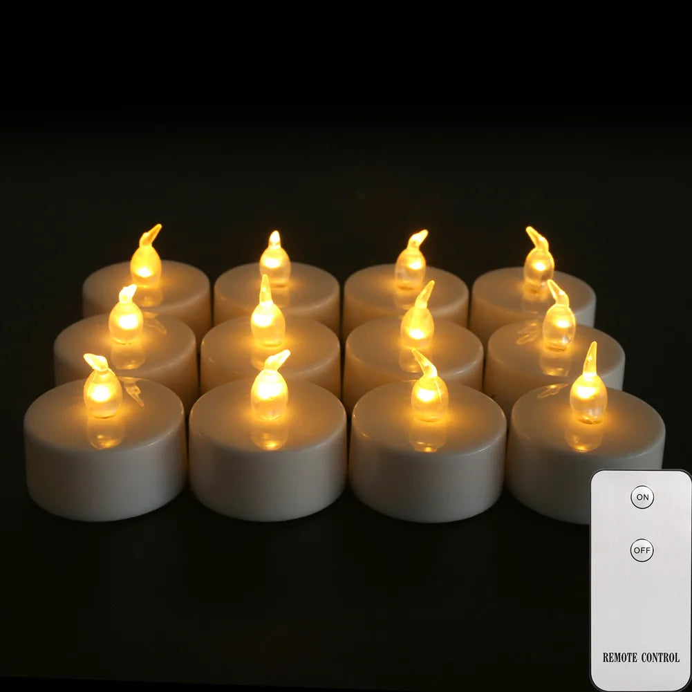 LED Tea Light With/Without Remote Flameless Flickering Candles Electronics Battery Operated Votive Light Home Table Party Decor Peaceful Pleasures Health and Wellness Remote Warm 12PC