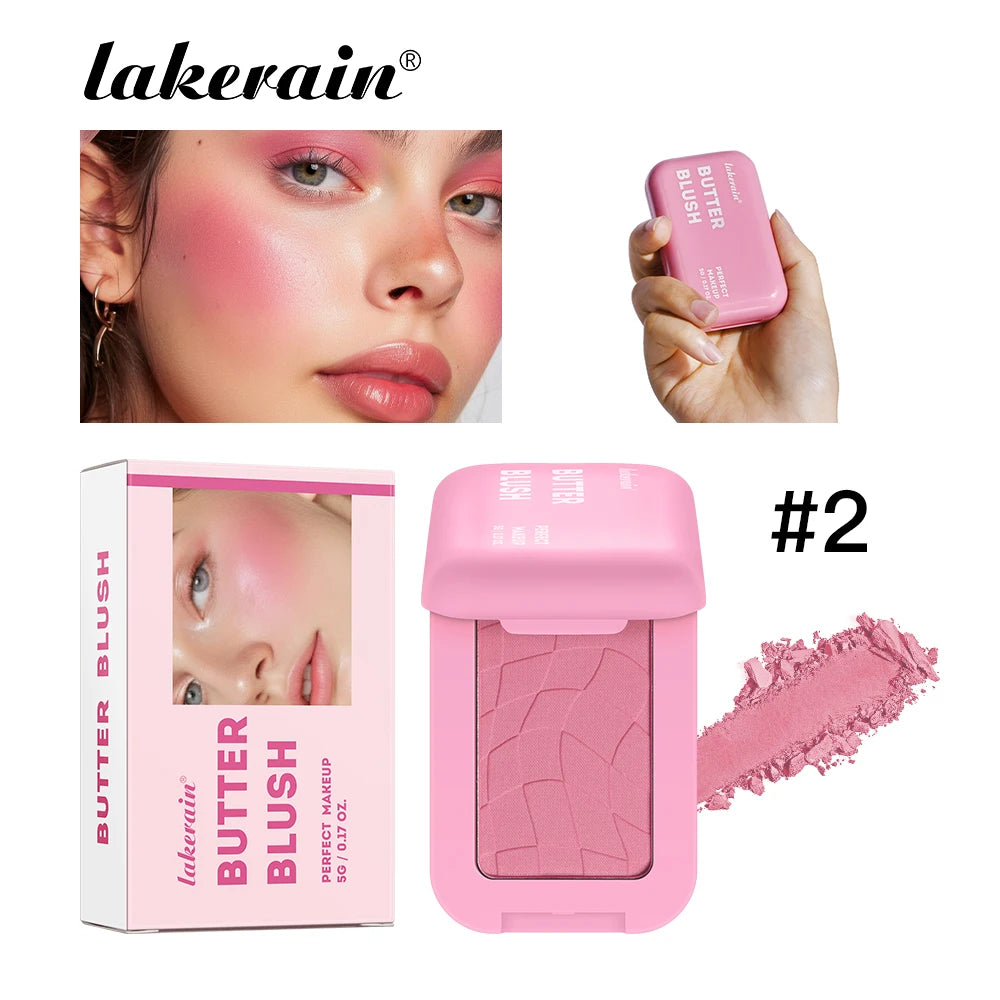 Lakerain Butter Blush High Color Rendering Brightening Makeup Long-lasting Makeup Effect Waterproof Sweat-proof Butter Blush Peaceful Pleasures Health and Wellness Form Butter