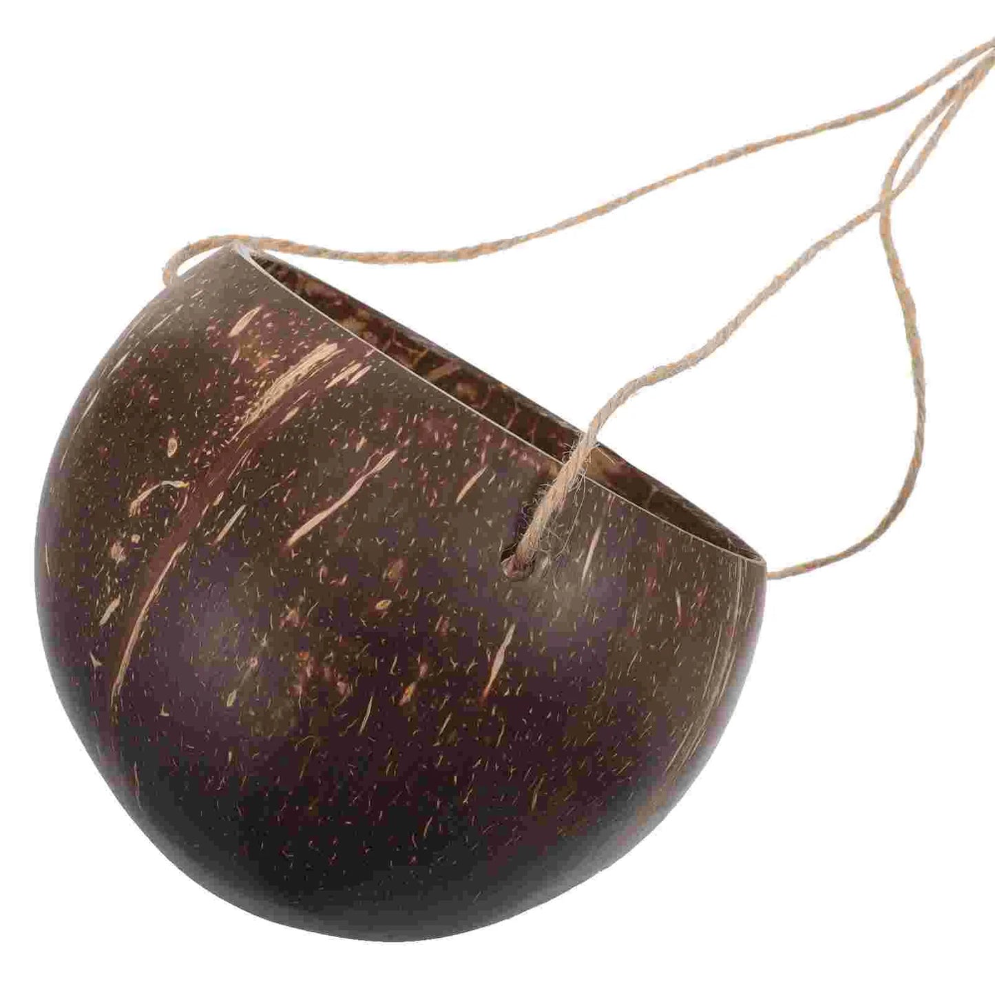 Large Hanging Planter Coconut Shell Flowerpot Wall Mounted Basket With Chain Flower Container Balcony Plant Holder Peaceful Pleasures Health and Wellness As Shown 26.00X12.00X7.50CM
