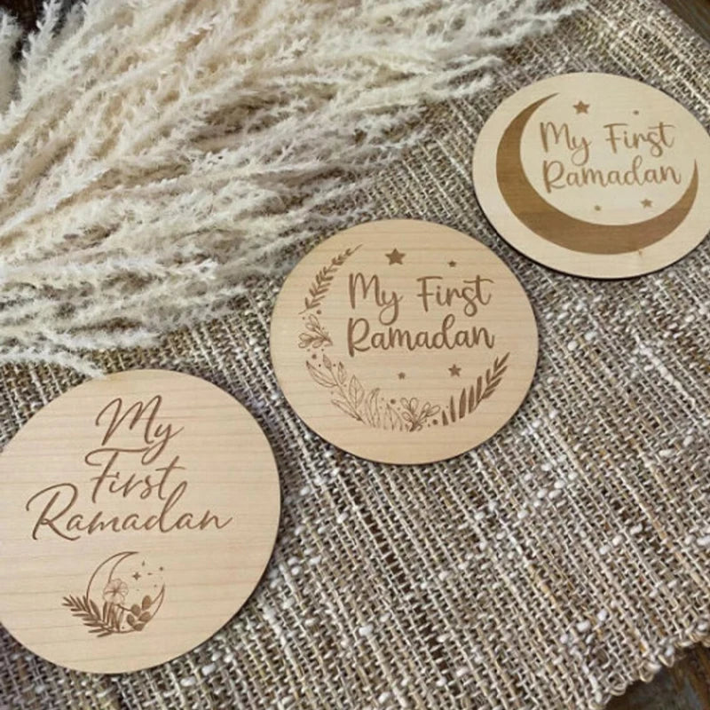 Islamic Baby Milestone Wooden Signs | Eid & Ramadan Gift Set 3pcs Wooden Milestone Signs Peaceful Pleasures Health and Wellness