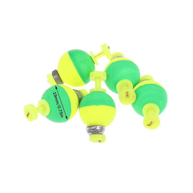 5-Pack Snap-On Fishing Bobber Floats – Weighted EVA Foam