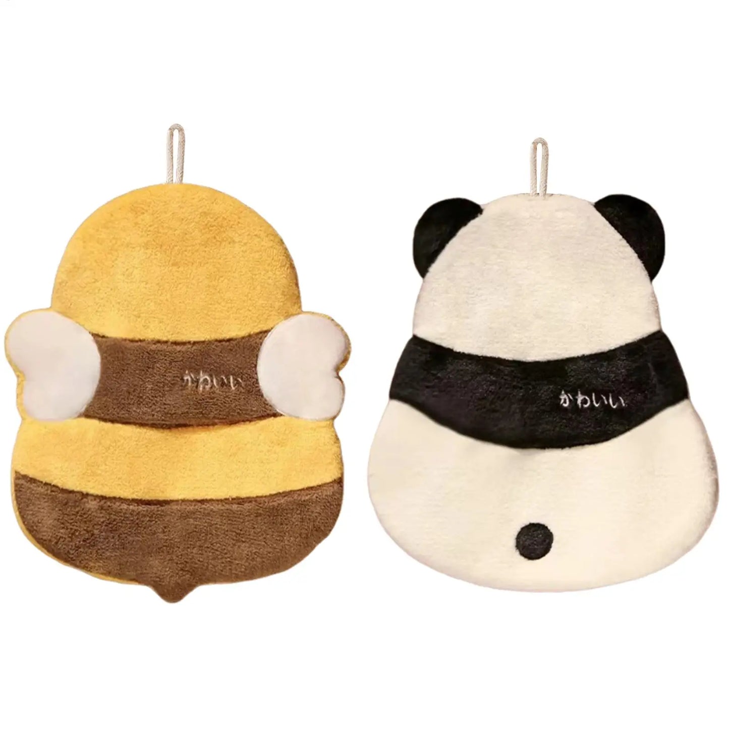 Cute Cartoon Hand Towels – Soft Absorbent Coral Fleece Panda & Bee