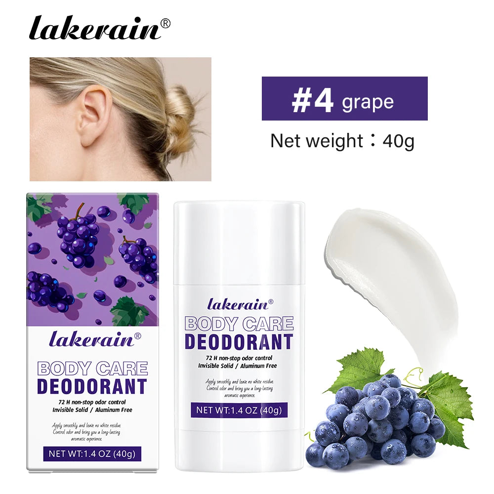Lakerain Body Care Deodorant Long-Term Odor Control Natural Ingredients Aluminum-Free Sweet Fruity Aroma Full Body Deodorant Peaceful Pleasures Health and Wellness Grape