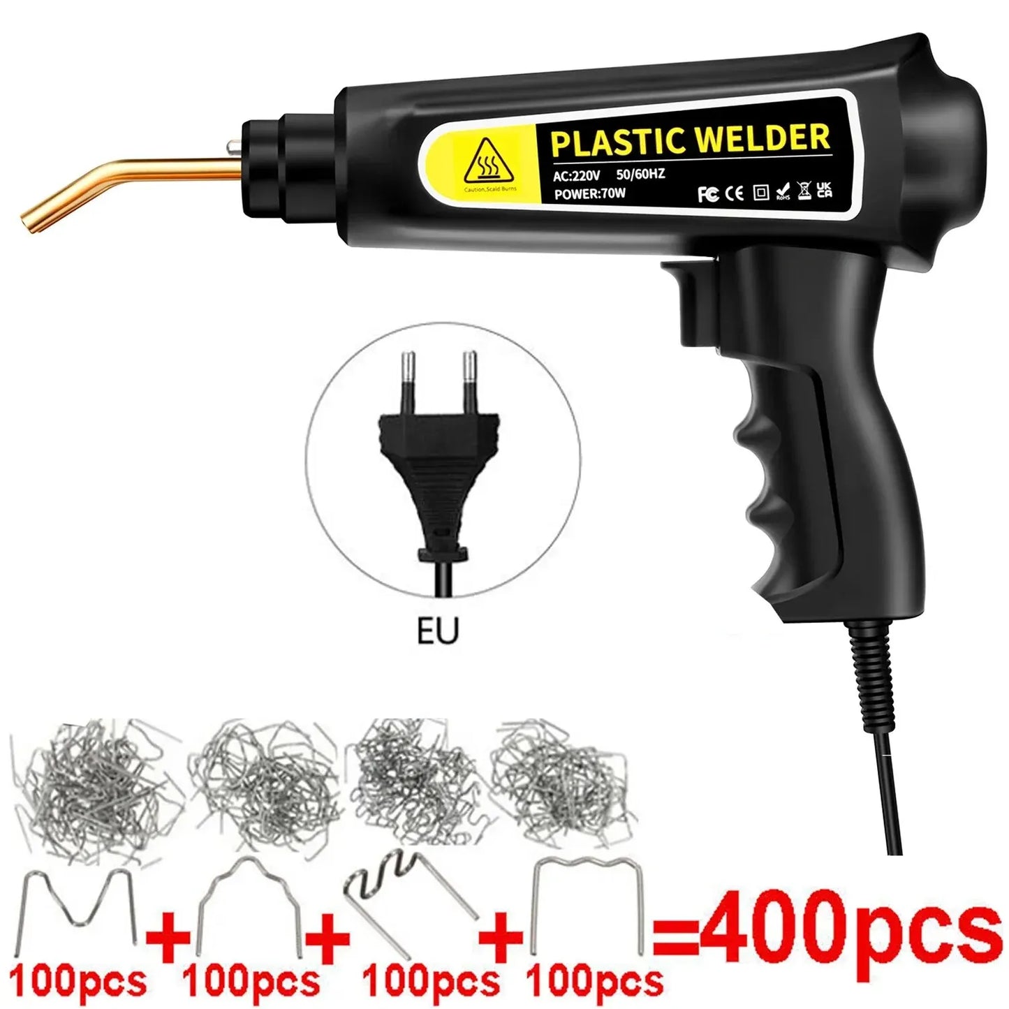 New Heat Gun Plastic Welding Machine Bumper Soldering Iron Staples Bumper Repair Car Tools Kit HOT Stapler Plastic Welder Peaceful Pleasures Health and Wellness 220V with 400 PCS