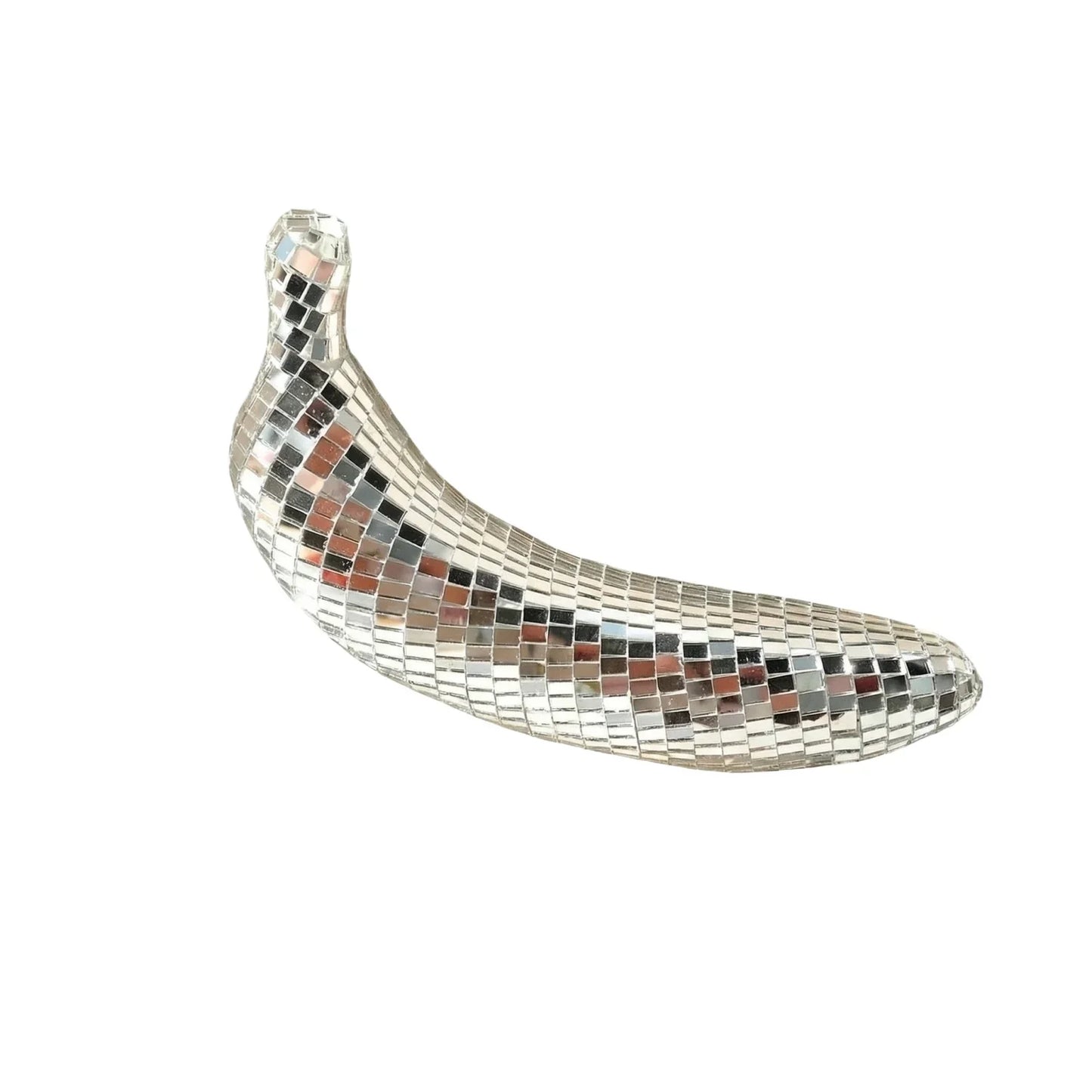 Disco Mirror Banana Figurine – Reflective Retro Desk Ornament