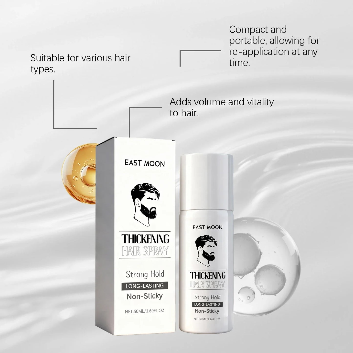 East Moon Men's Volumizing Hair Styling Spray 50ml