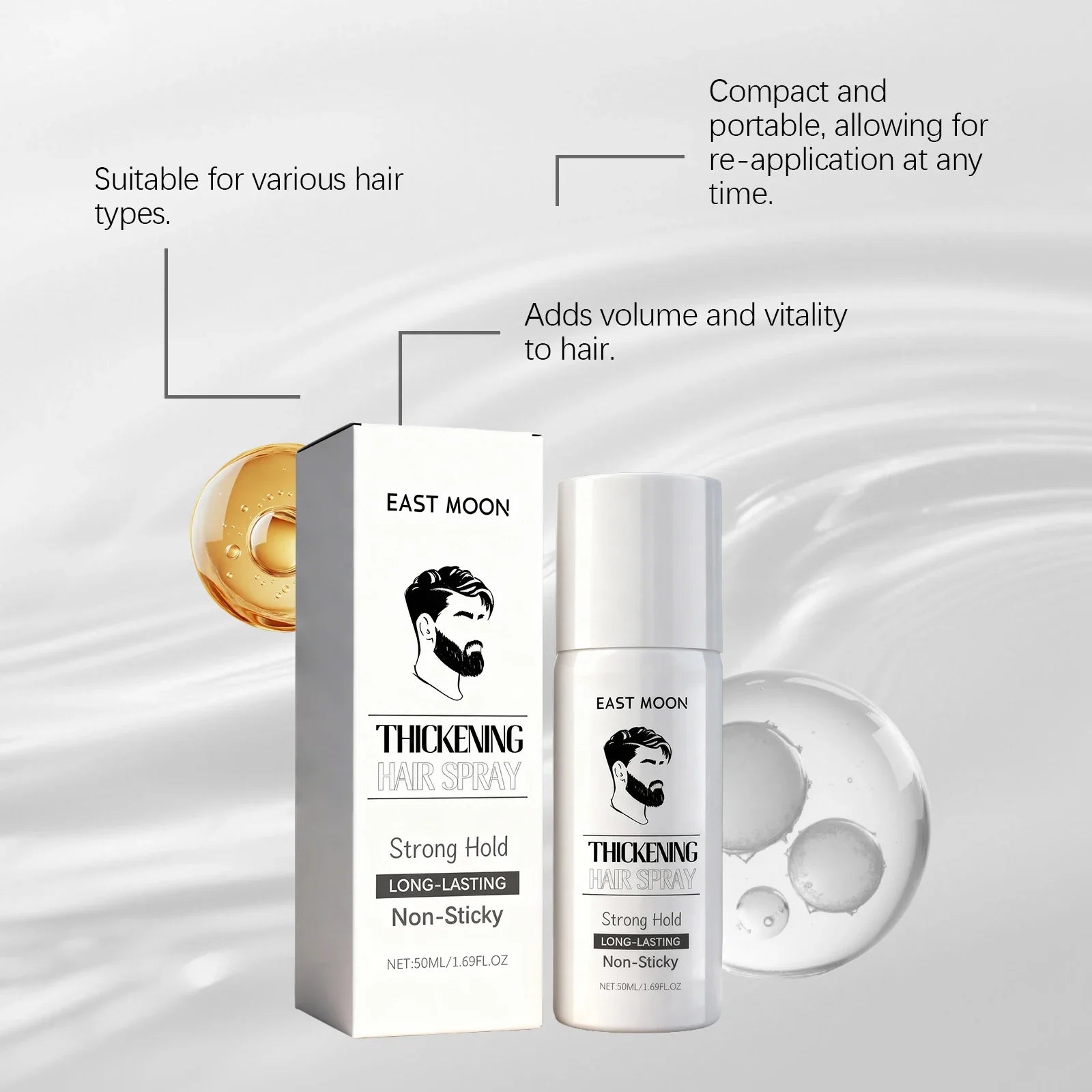 East Moon Men's Volumizing Hair Setting Spray 50ml Hair Styling Spray Oasis Select