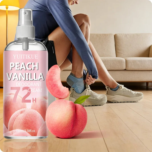 Yuitikue Peach Vanilla Deodorant Cream Spray, 100ml 72H Long-Lasting Deodorant Spray for Body Odor Control Peaceful Pleasures Health and Wellness 1pc