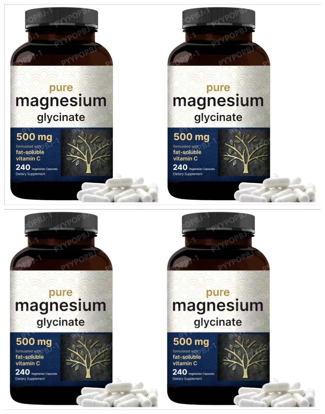 Magnesium Glycinate 500mg 240 Veggie Caps | Chelated Vegan