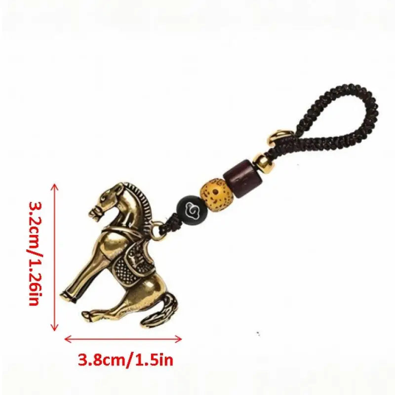 2026 Chinese Zodiac Horse Copper Feng Shui Lucky Pendant Keychain