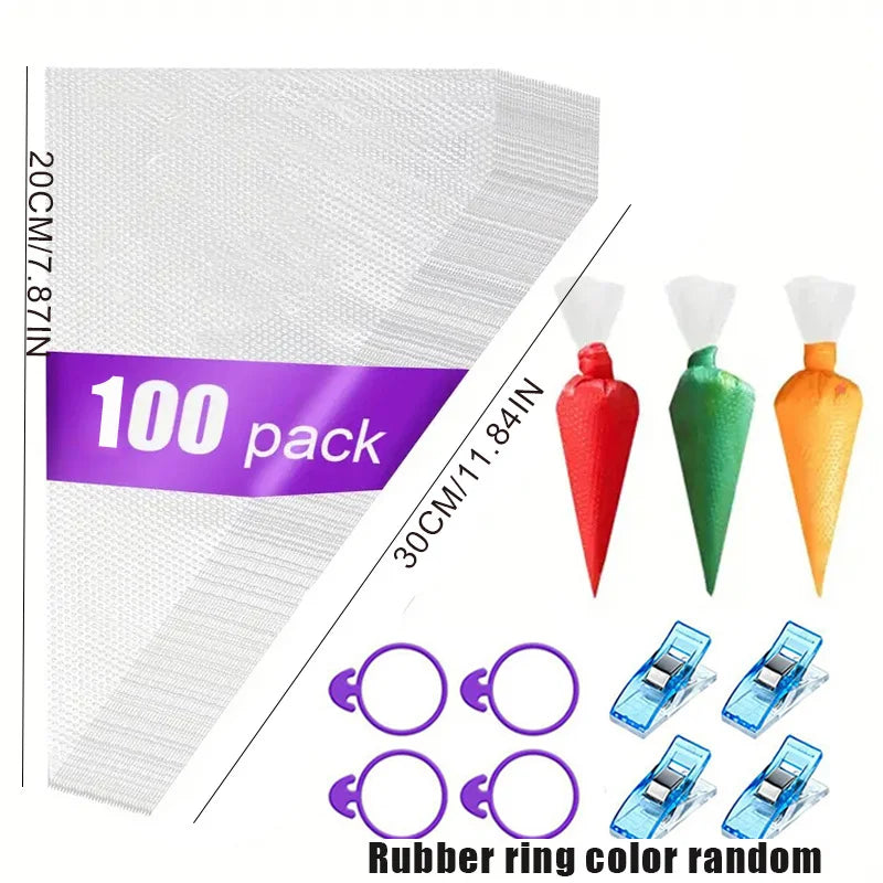 100-Pc Disposable Piping Bags with Clips & Ties – Cookie Decorating